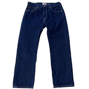 Levi's 501 Blue Denim Straight Jeans Men 34X30 Button-fly Dark Wash 90s Vintage